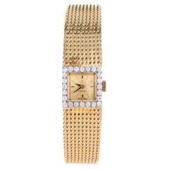 Vintage Omega Ladies Diamond Yellow Gold Wristwatch 
