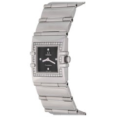 Used Omega ladies Stainless Steel Diamond Constellation Quadra Quartz Wristwatch