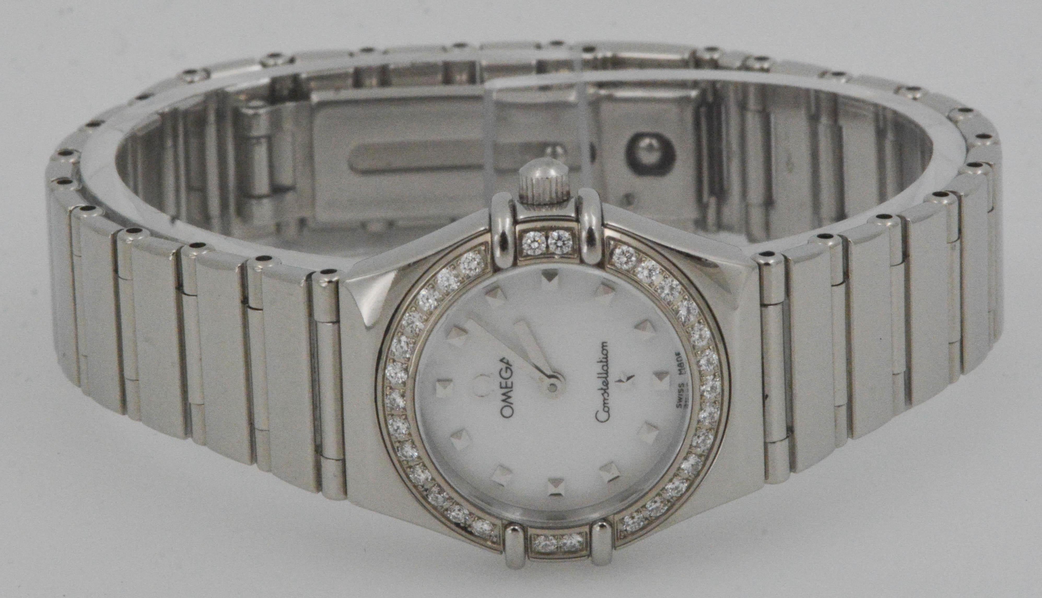 Modern Omega Ladies Stainless Steel Diamond Constellation Wristwatch