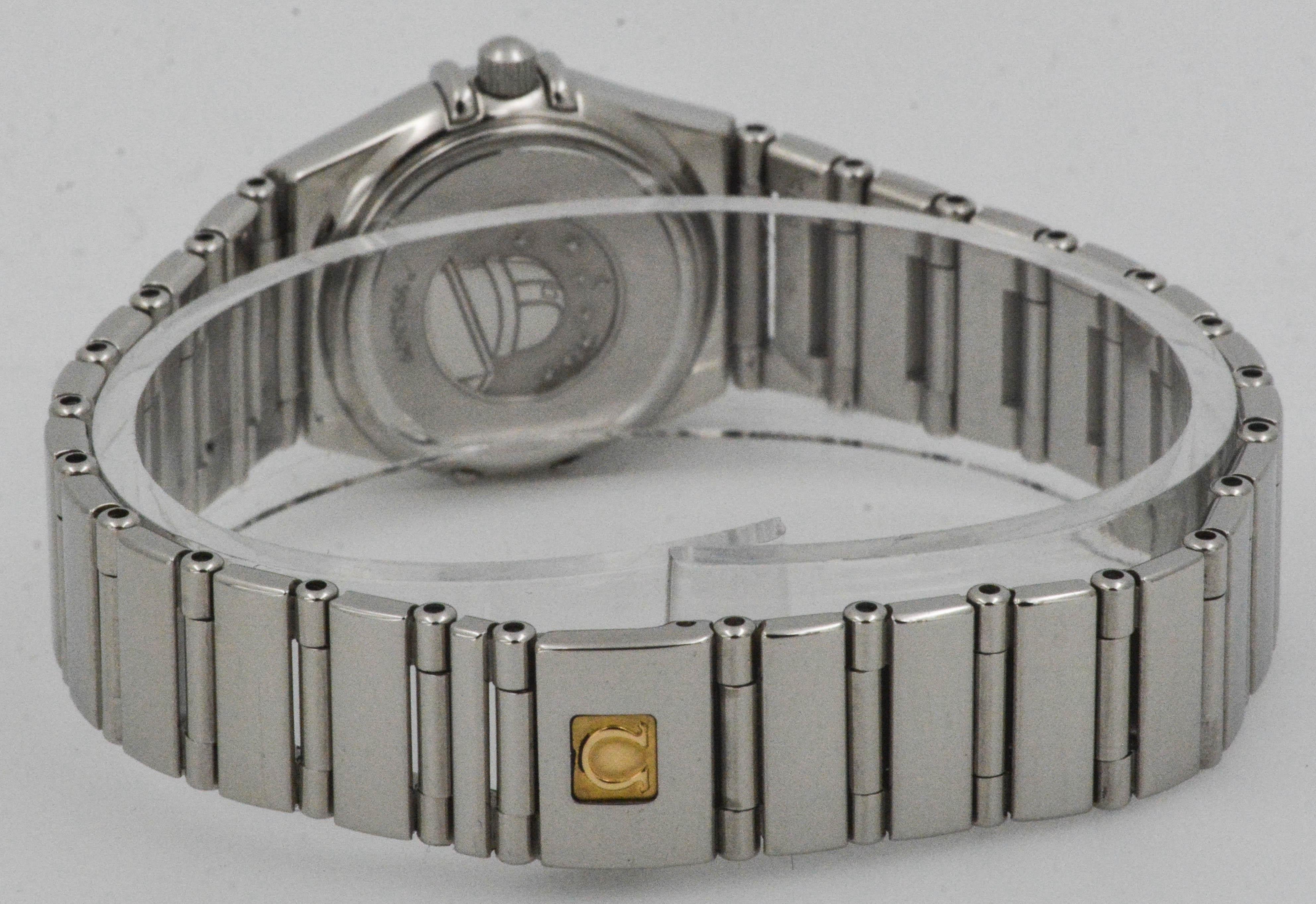 Round Cut Omega Ladies Stainless Steel Diamond Constellation Wristwatch