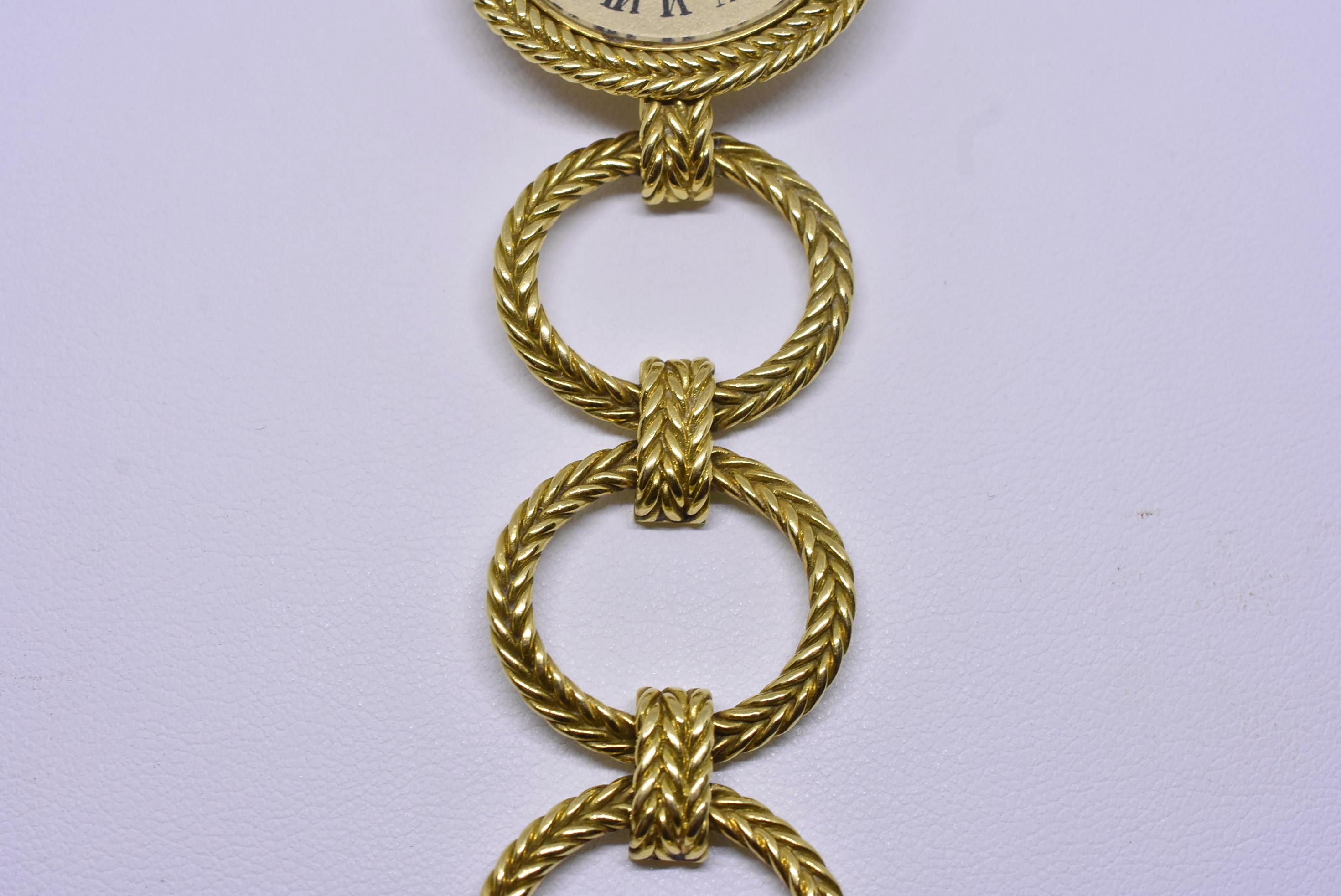 Omega Ladies Watch, 18-Karat Oval Gold Linked Bracelet Braided Design ...