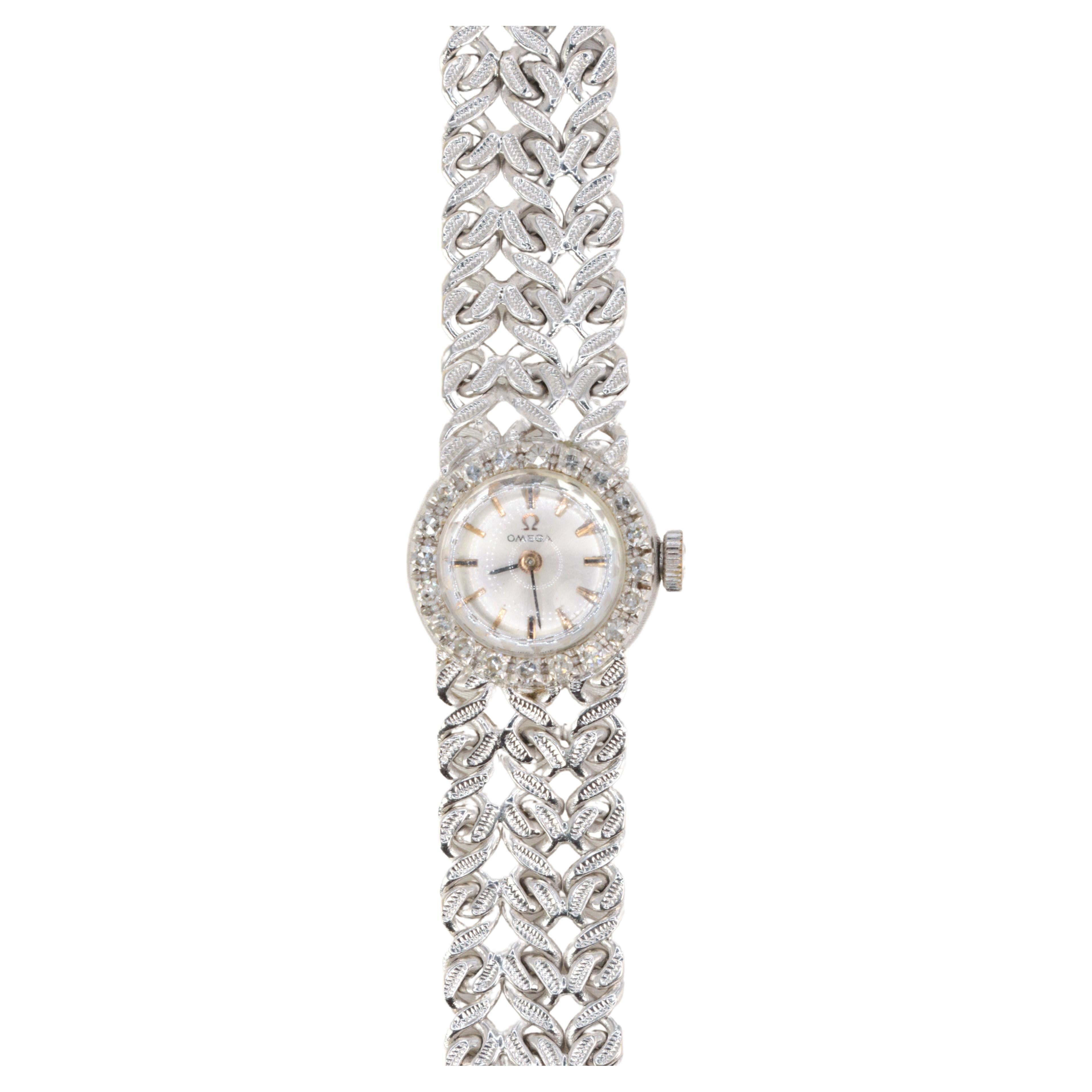 Reloj Omega de señora en oro blanco de 18 quilates y diamantes.