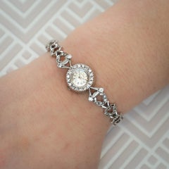 Omega Ladies White Gold Diamond Wristwatch
