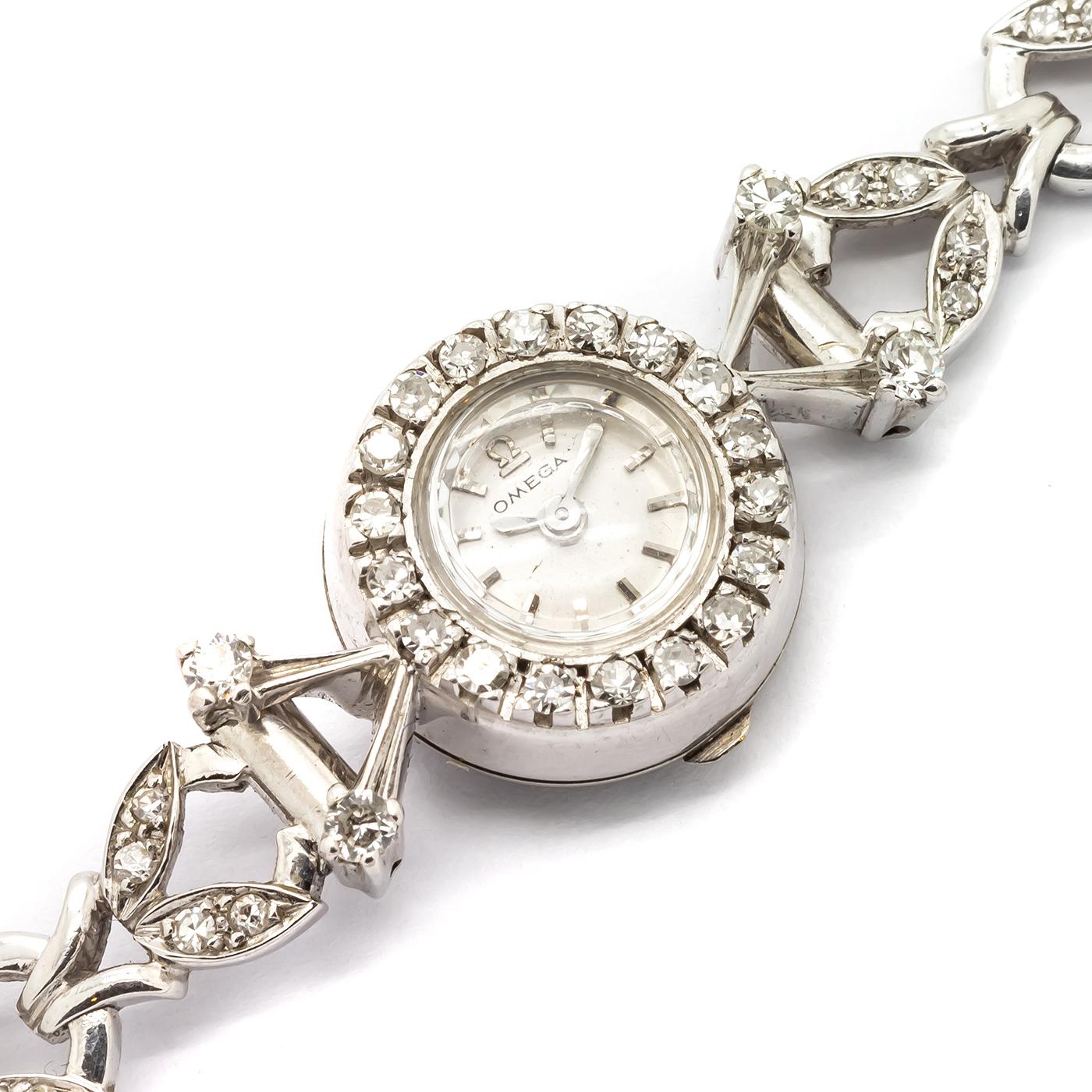 Women's Omega Ladies White Gold Diamond Wristwatch