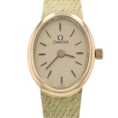 Vintage Omega Ladies Wristwatch, 14k Yellow Gold Quartz 1 Year Warranty