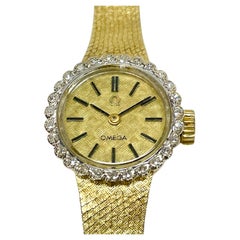 Omega Ladies Yellow Gold Diamond Wristwatch