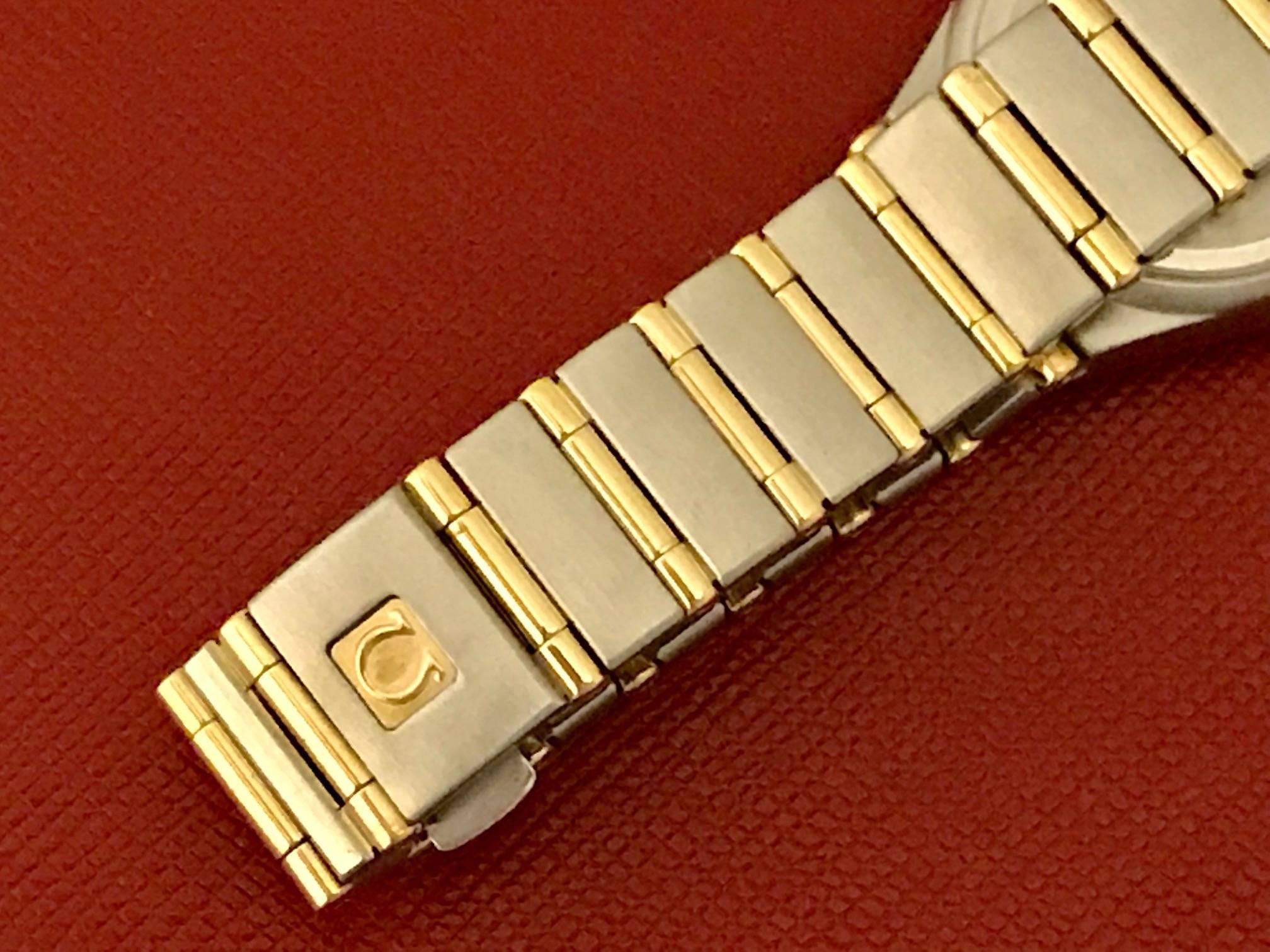 Contemporary Omega Ladies Yellow Gold Stainless Steel Constellation Quartz Wristwatch