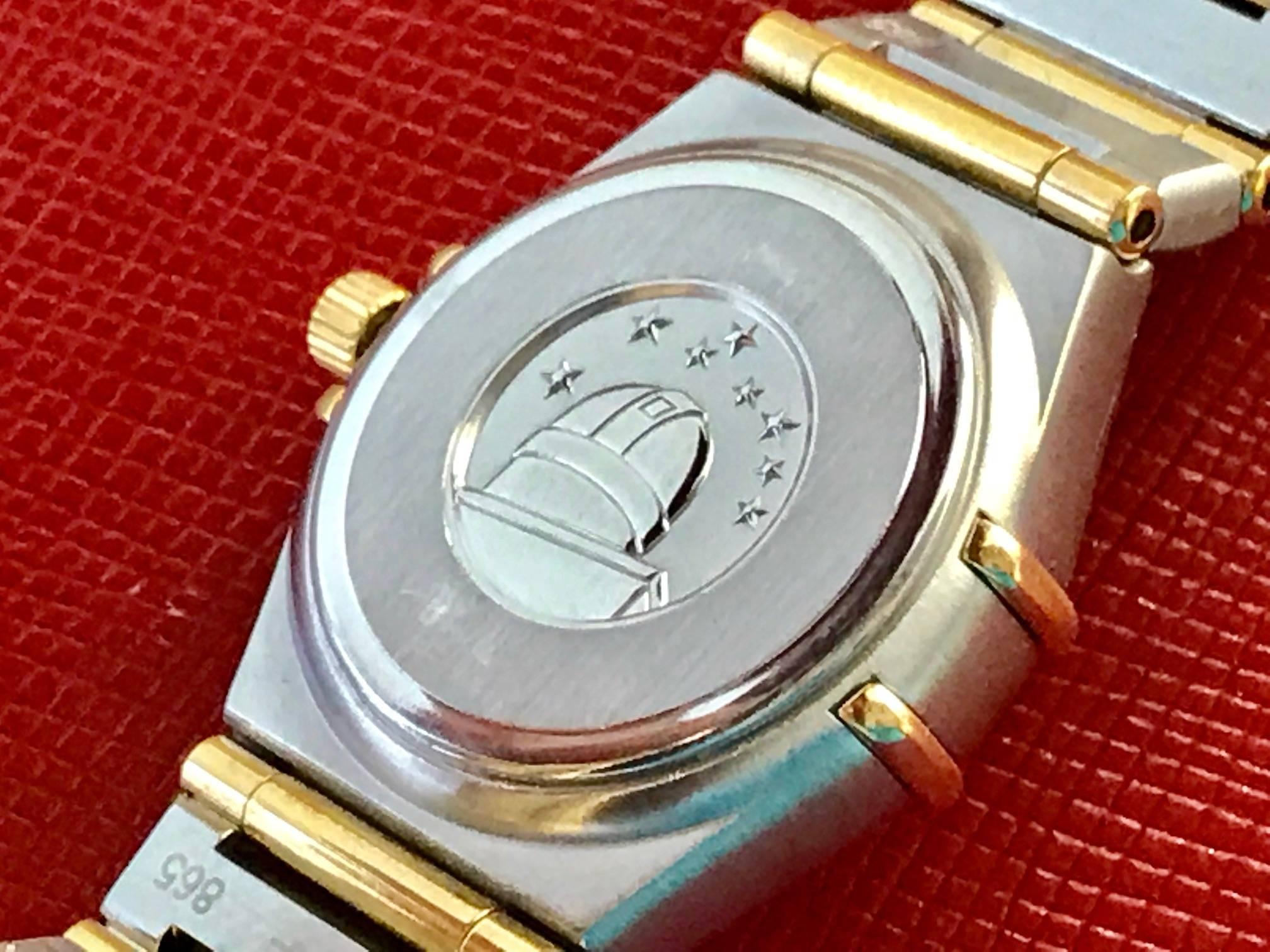 Omega Ladies Yellow Gold Stainless Steel Constellation Quartz Wristwatch 1