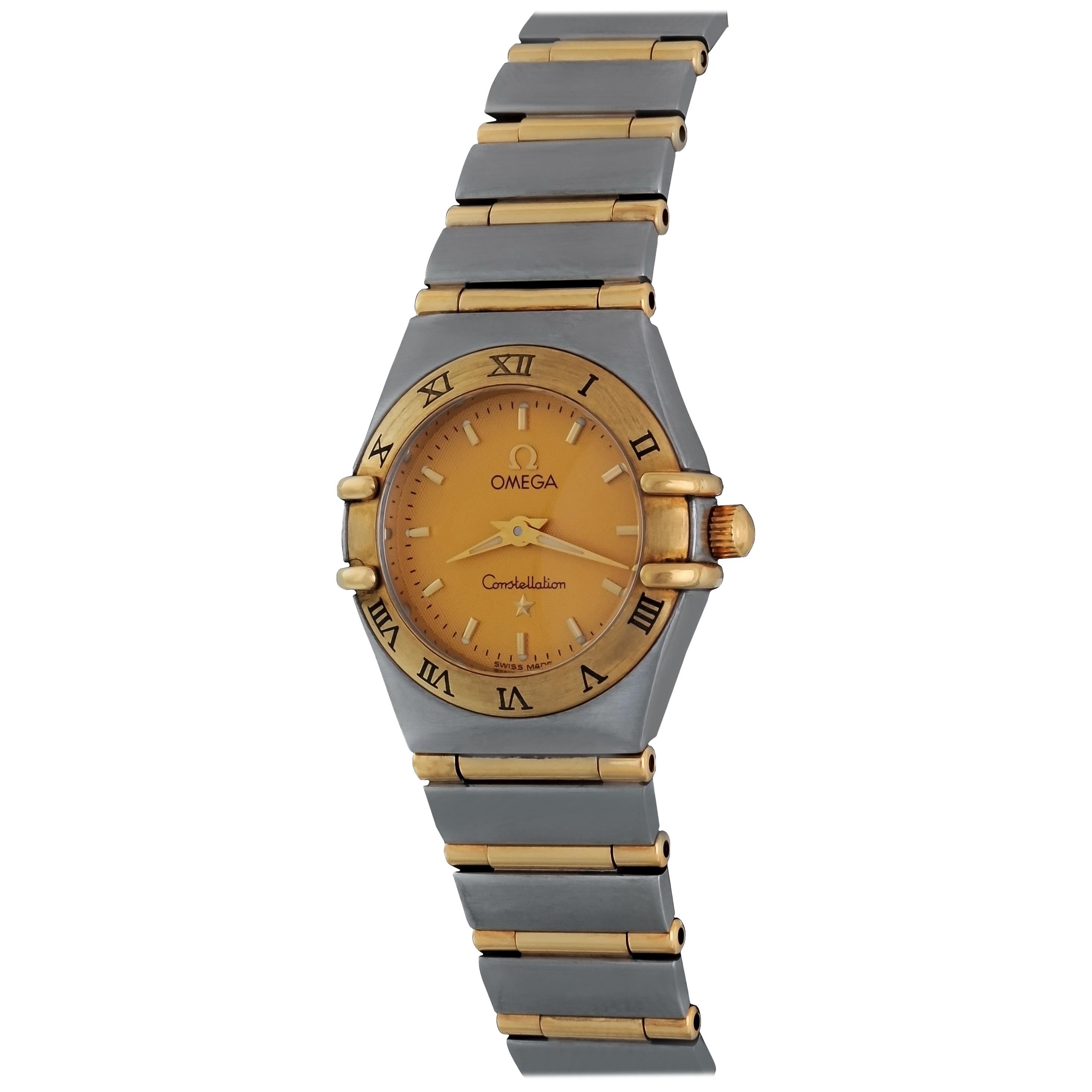 Omega Ladies Yellow Gold Stainless Steel Constellation Quartz Wristwatch