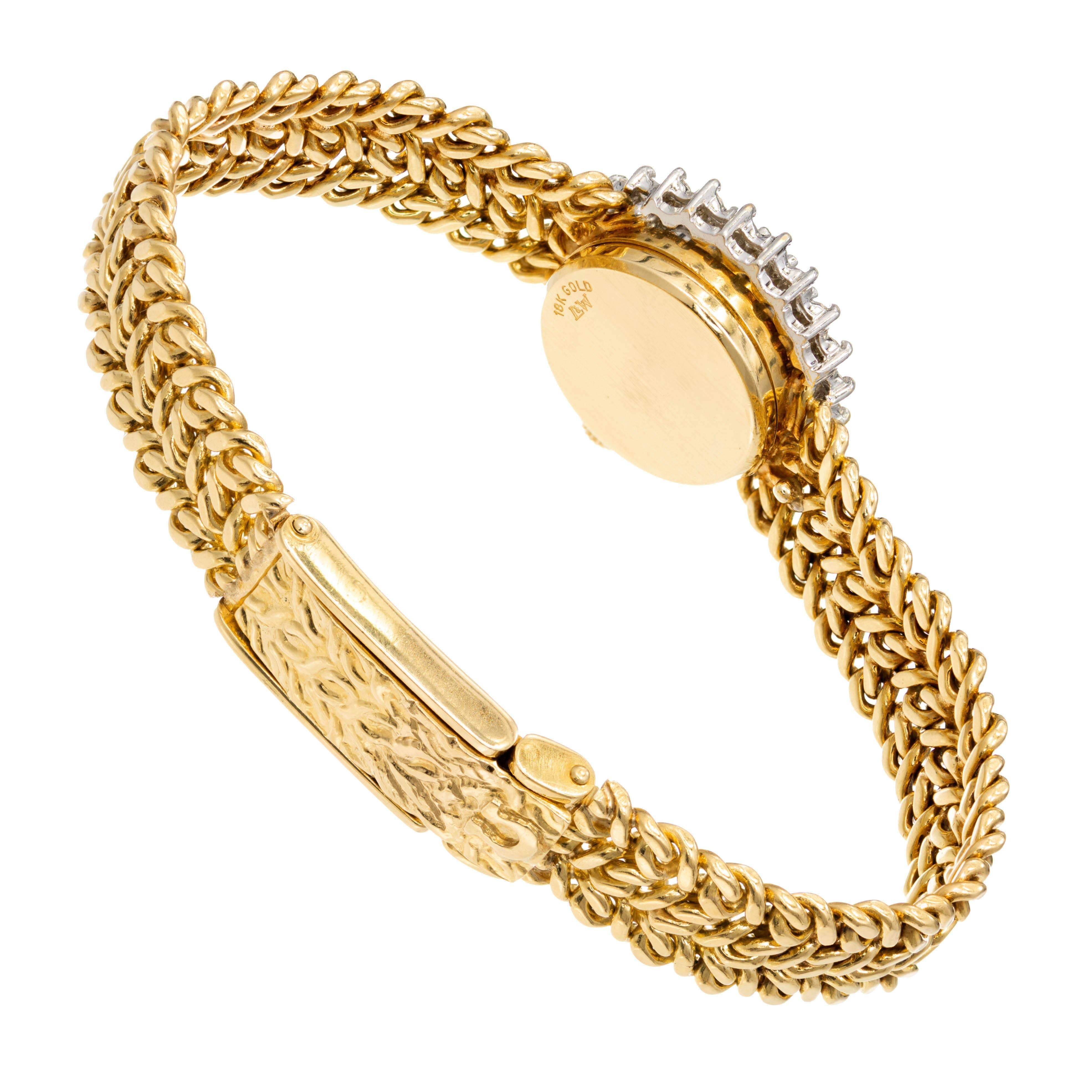 Omega Damen Diamant Gelbgold Armband Armbanduhr im Zustand „Gut“ im Angebot in Stamford, CT