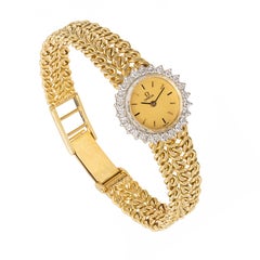 Used Omega Ladies Diamond Yellow Gold Bracelet Wristwatch