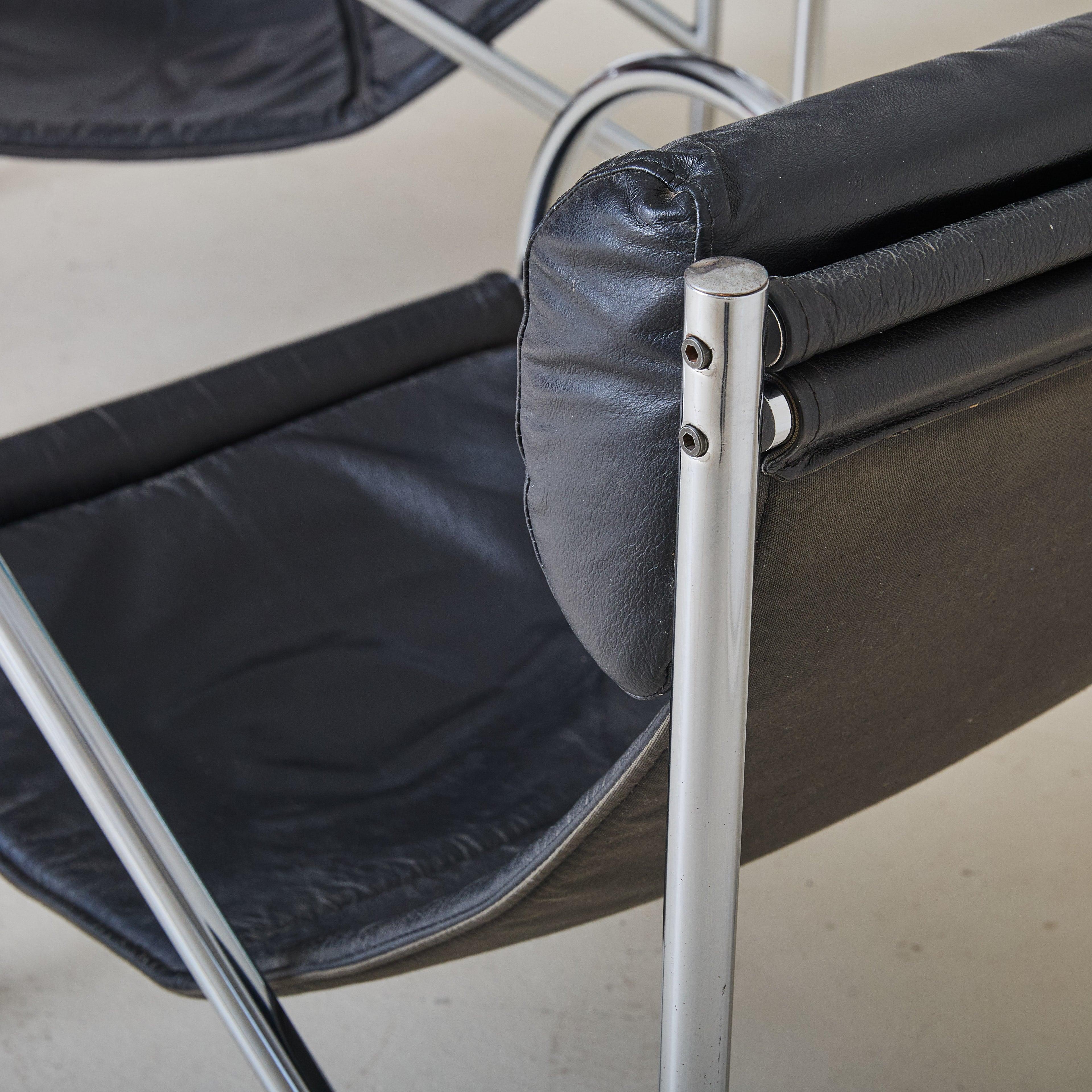 ‘Omega’ Leather + Chrome Armchair by Habitat, 1980s For Sale 5