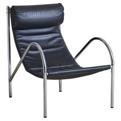 ‘Omega’ Leather + Chrome Armchair by Habitat, 1980s