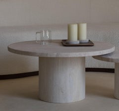 Round Top 100 Muted Beige Travertine Decorative Coffee Table by Beije Avenue