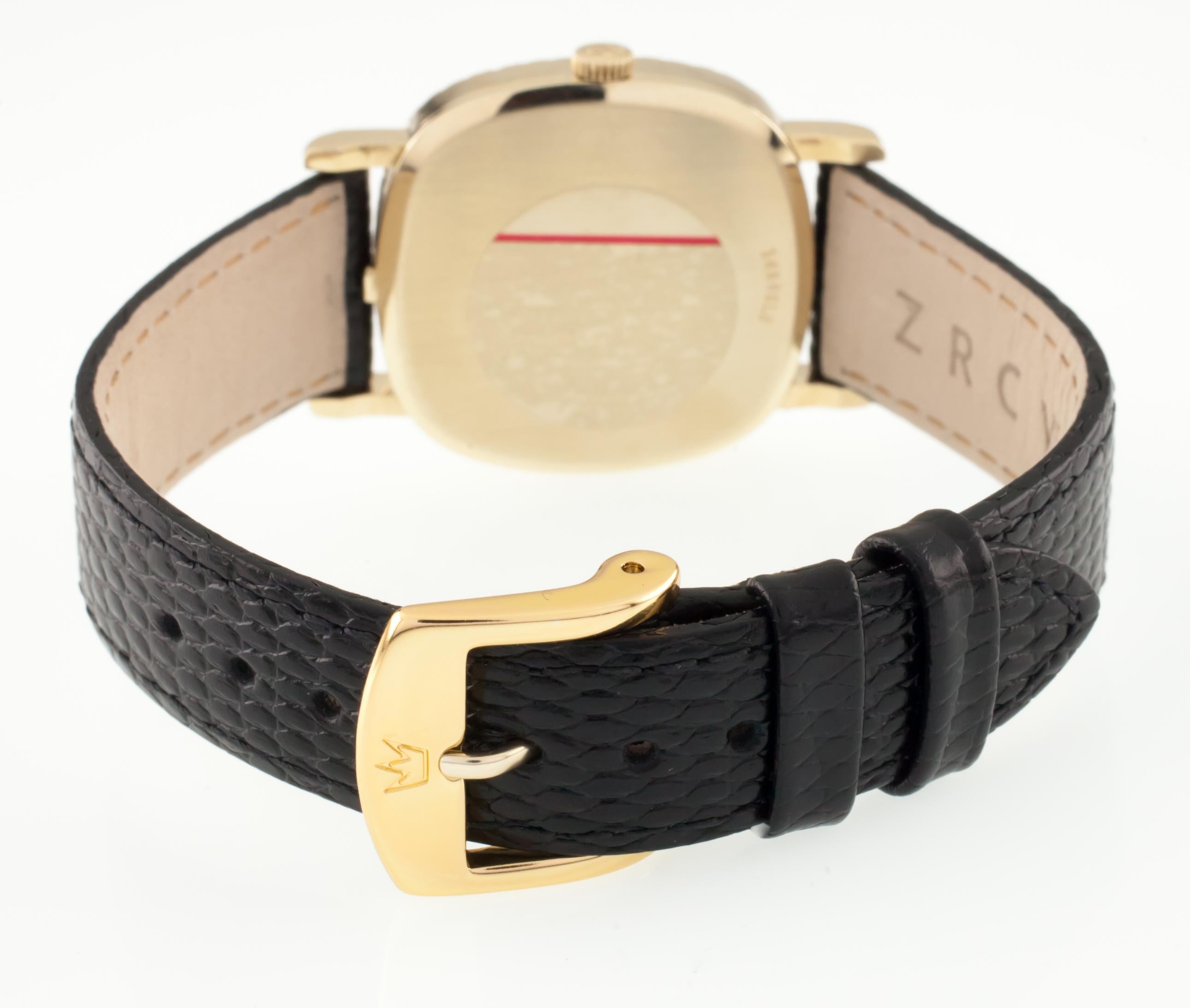 14k gold watch with leather band