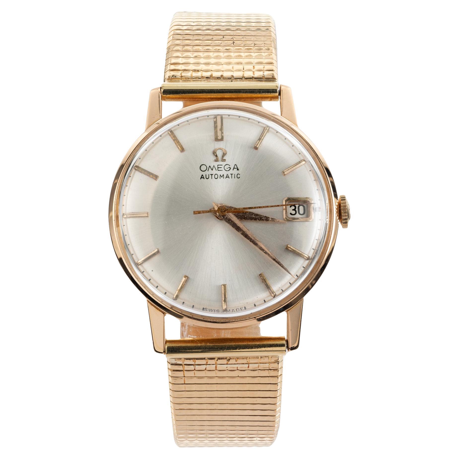 Omega Men's Classic Automatic Rose Gold Wristwatch For Sale