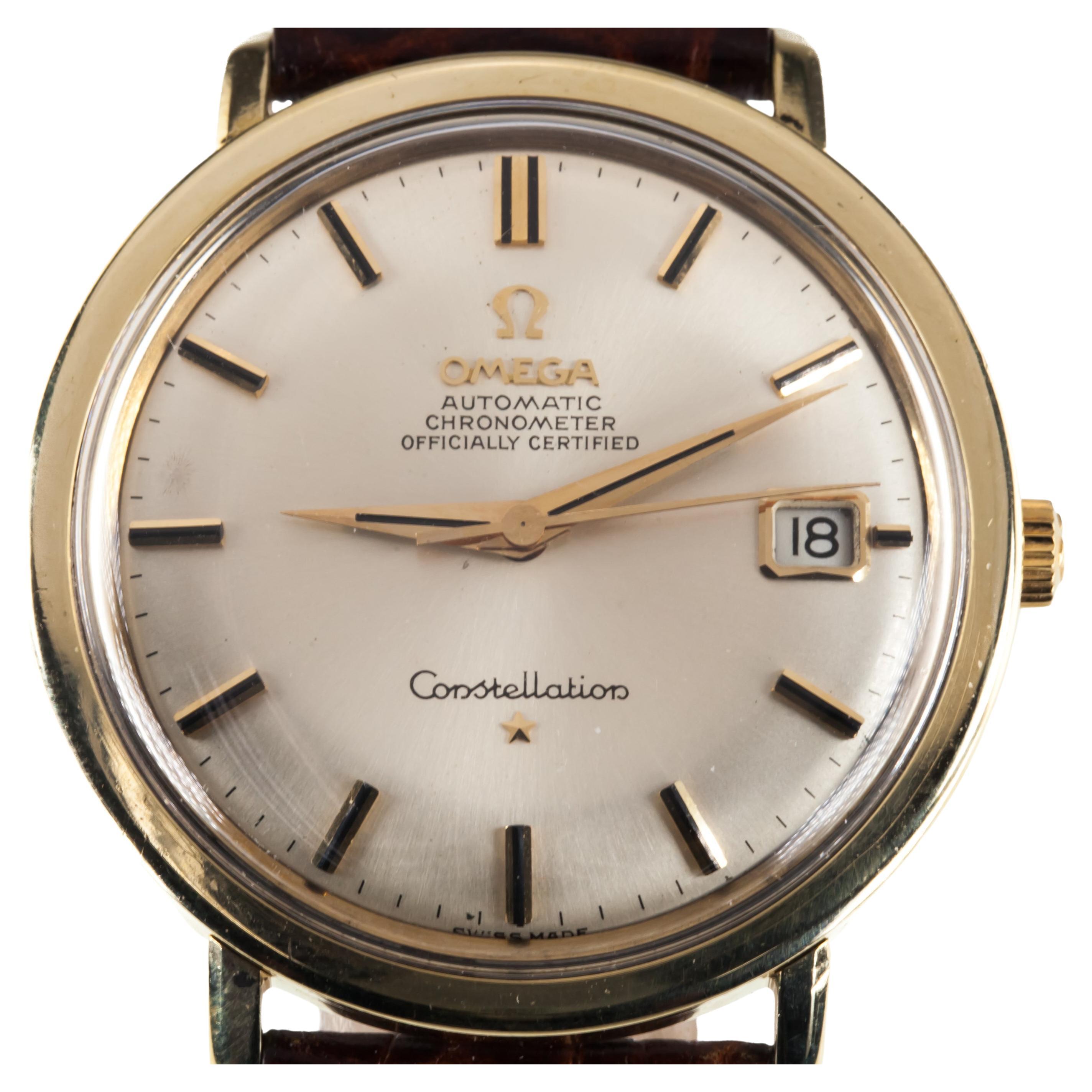 Omega Ω Men's Gold-Plated Constellation Chronometer Automatic Watch 168.004 For Sale
