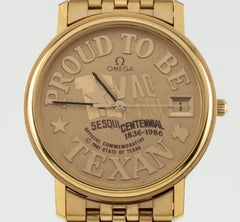 Omega Men's Gold-Plated Quartz "Proud to be Texan" Watch Cal 396