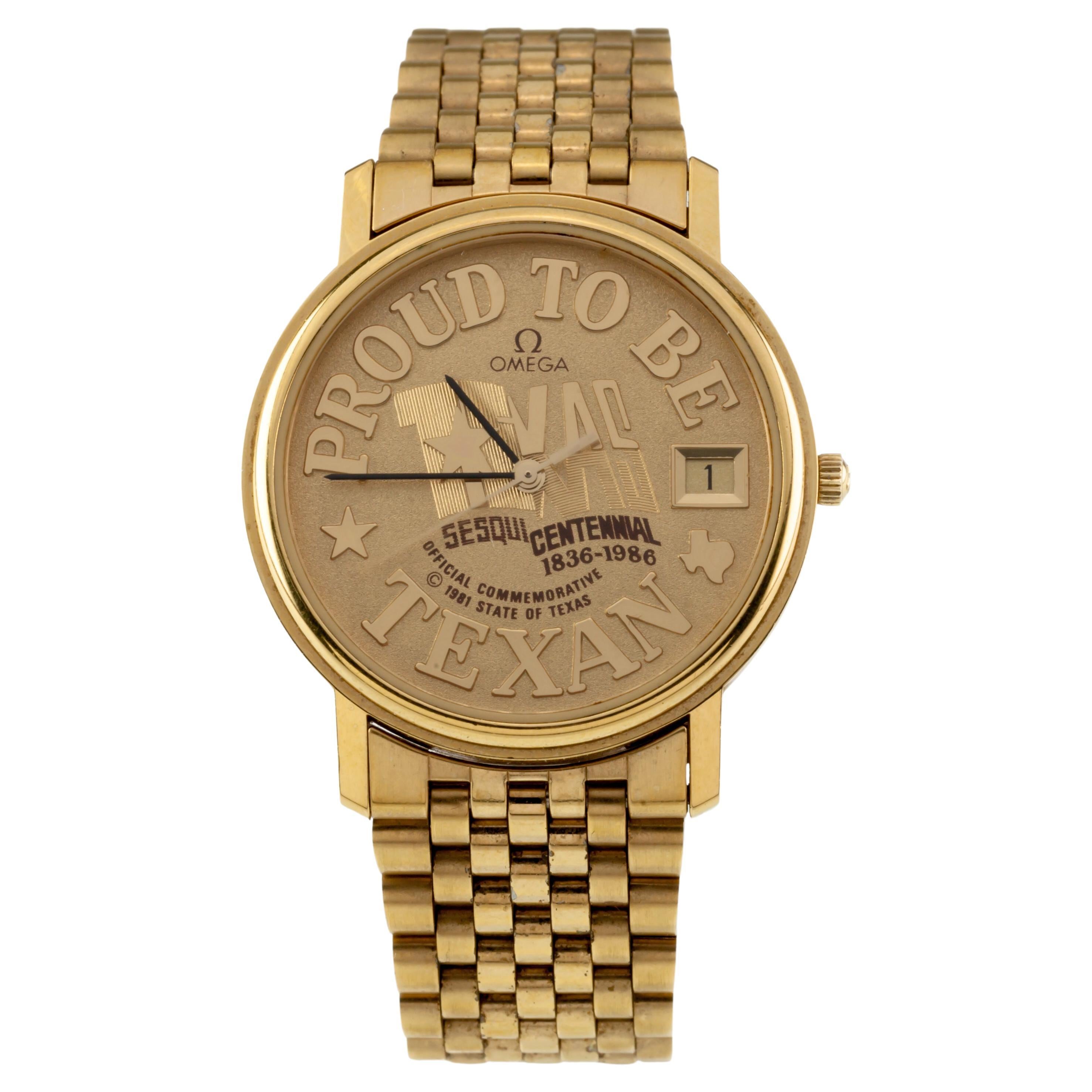 Omega Men's Gold-Plated Quartz "Proud to be Texan" Watch Cal 396 For Sale