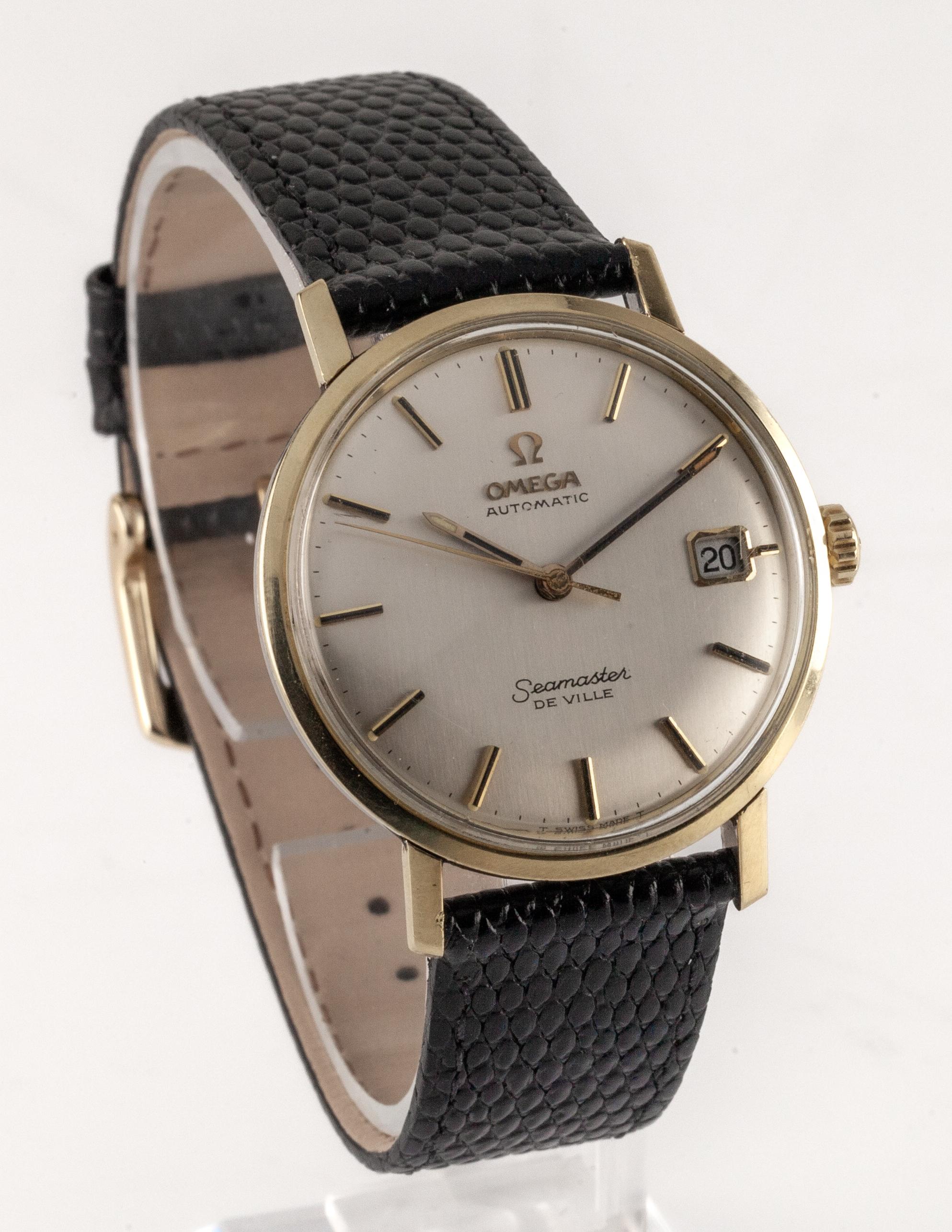 Omega Men's Gold-Plated Seamaster Automatic Watch with Date 565

Movement #565
Serial #253340XX
Year: 1967
Case #166020

Gold-Plated Round Case
34 mm in Diameter (37 mm w/ Crown)
Lug-to-Lug Distance = 41 mm
Lug-to-Lug Width = 18 mm

Champagne Dial