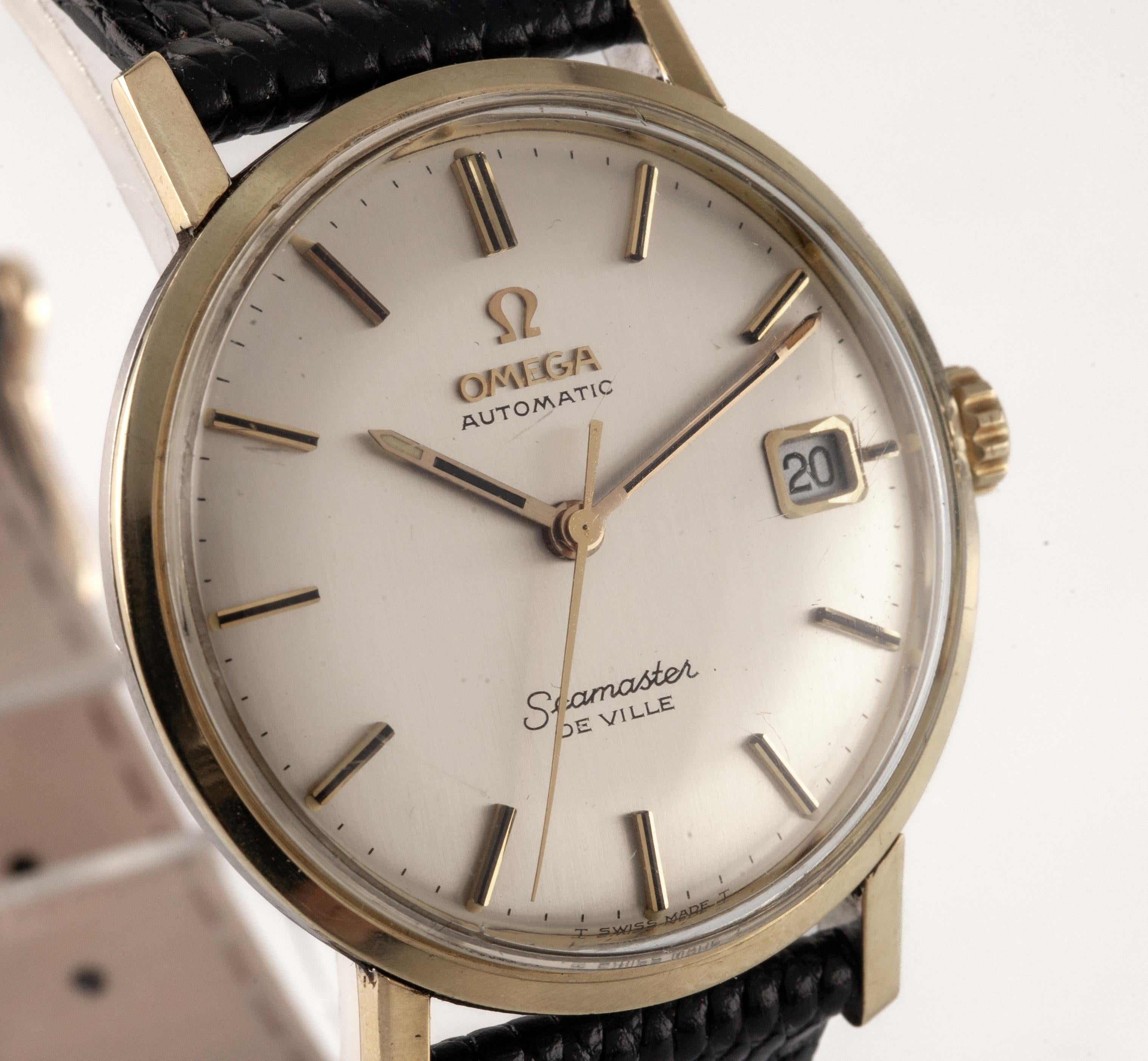 Omega Men's Gold-Plated Seamaster Automatic Watch with Date 565 In Good Condition For Sale In Sherman Oaks, CA