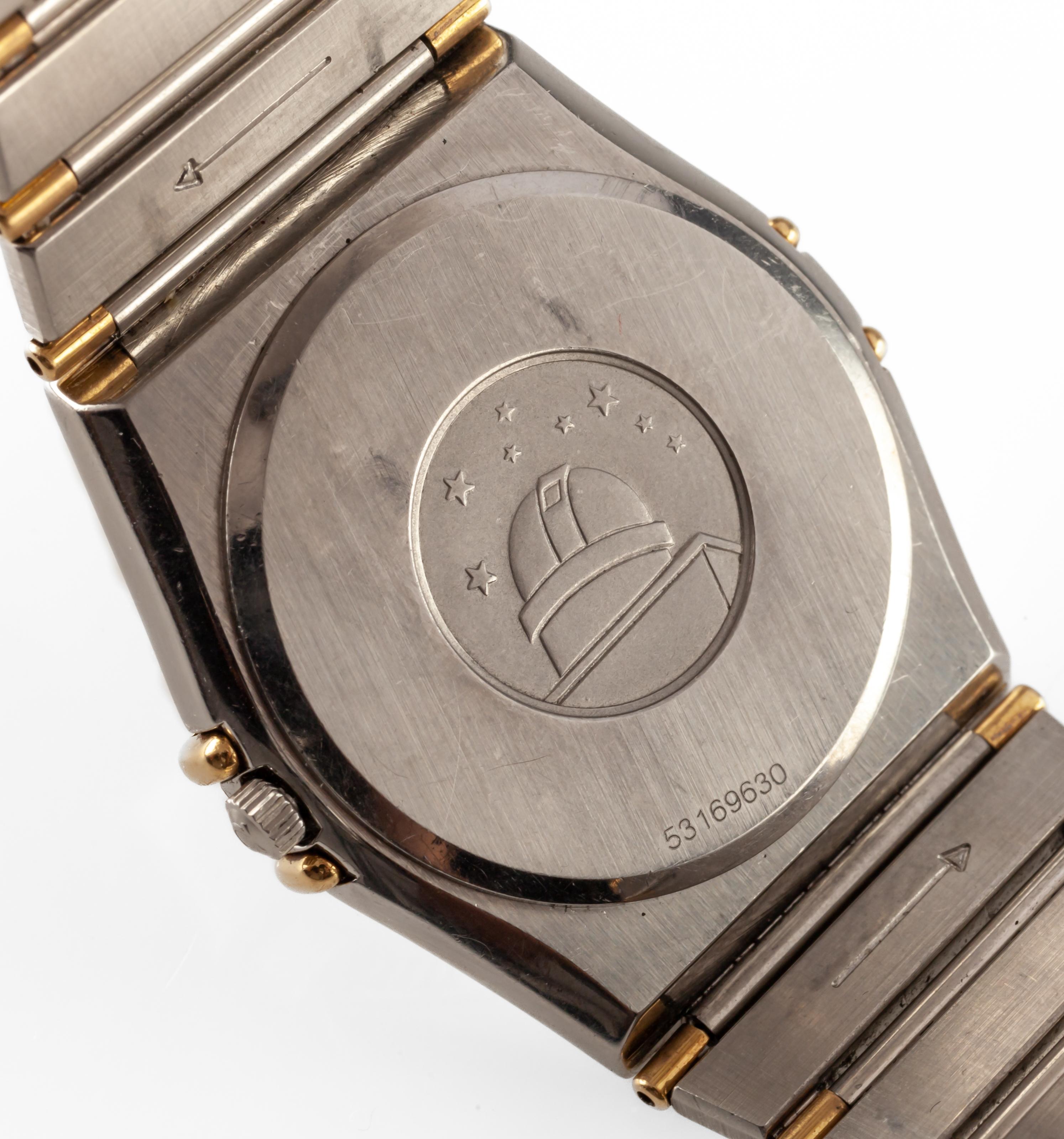 Omega Herren-Quarz-Uhr, zweifarbige Konstellationsuhr mit Datum im Zustand „Gut“ im Angebot in Sherman Oaks, CA