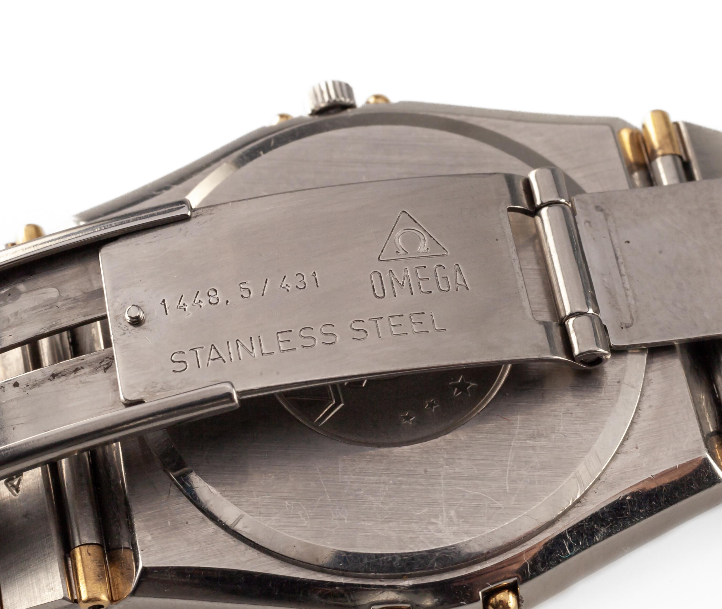 Omega Herren-Quarz-Uhr, zweifarbige Konstellationsuhr mit Datum im Angebot 1