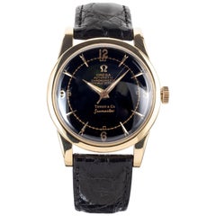 Retro Omega Men's Seamaster Tiffany & Co. Yellow Gold Wristwatch Ref 2520