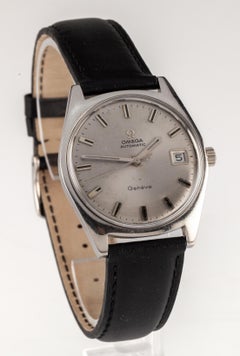 Omega Men's Stainless Steel Automatic Geneve Watch w/ Date Leather Band 565