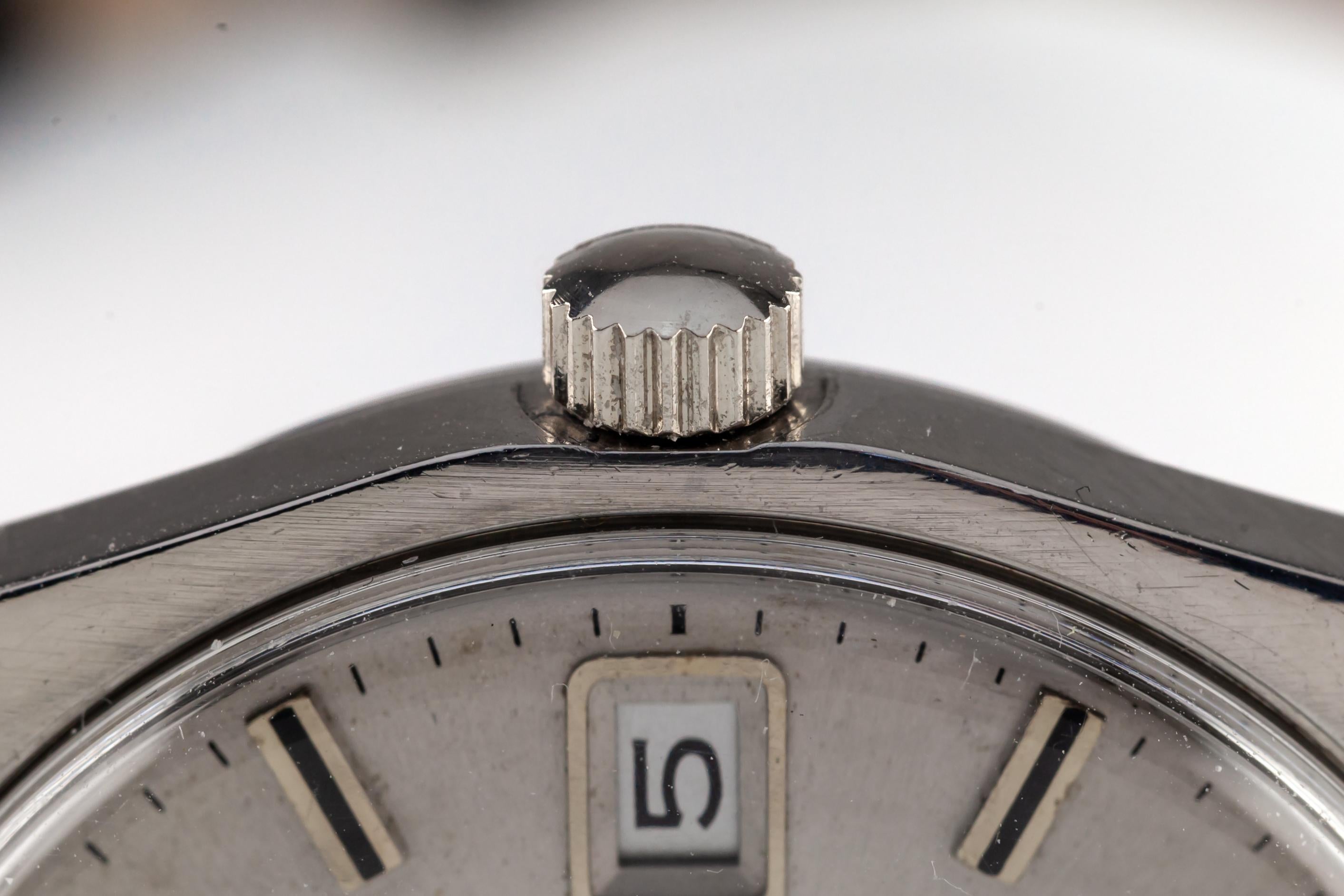 Omega Men's Stainless Steel Automatic Geneve Watch w/ Date Leather Band 565 For Sale 2