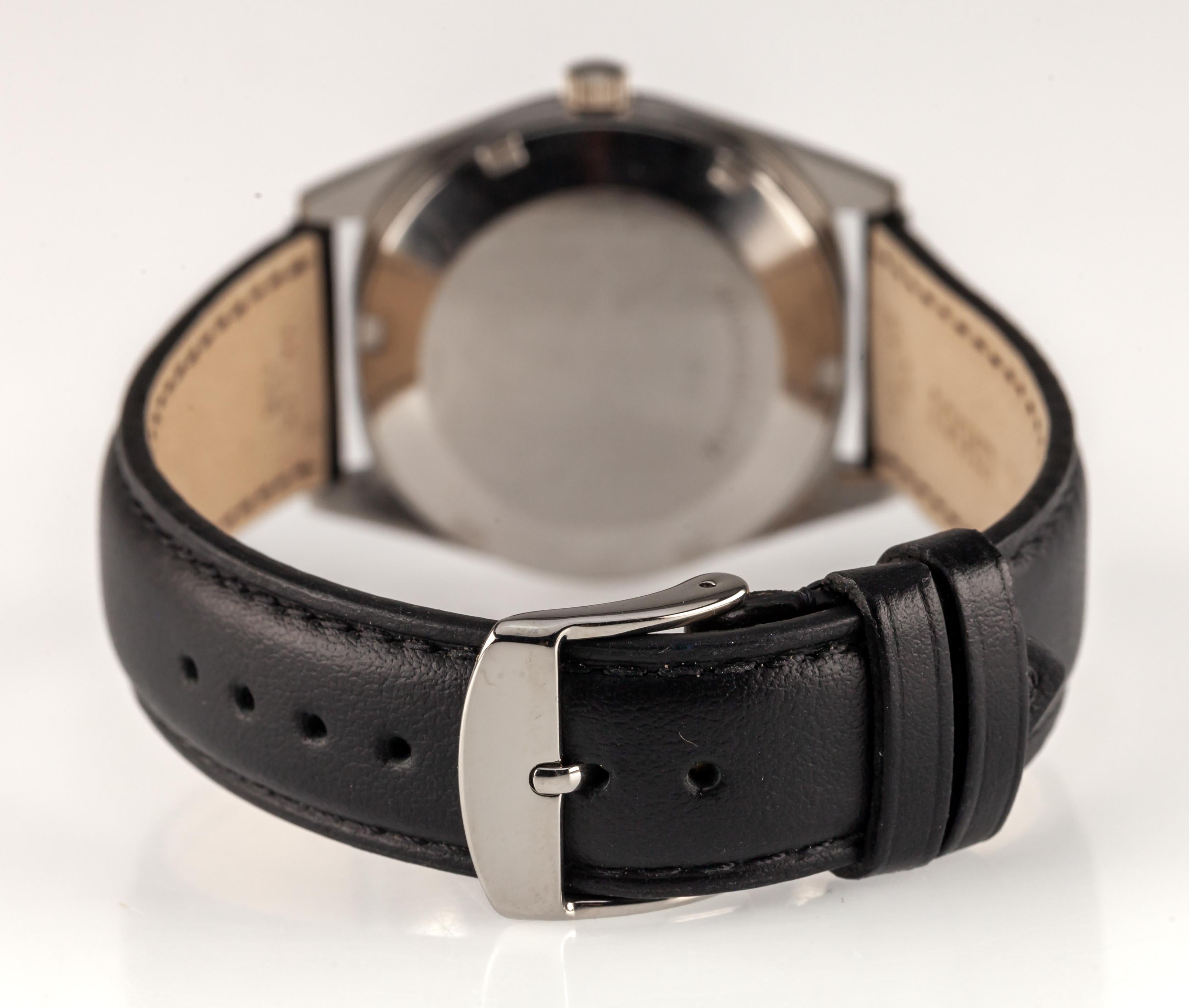 Omega Men's Stainless Steel Automatic Geneve Watch w/ Date Leather Band 565 For Sale 3