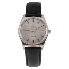 Vintage Omega Men's Stainless Steel Automatic Geneve Watch w/ Date Leather Band 565