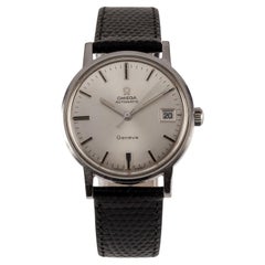 Vintage Omega Men's Stainless Steel Automatic Geneve Watch w/ Date Leather Band 565
