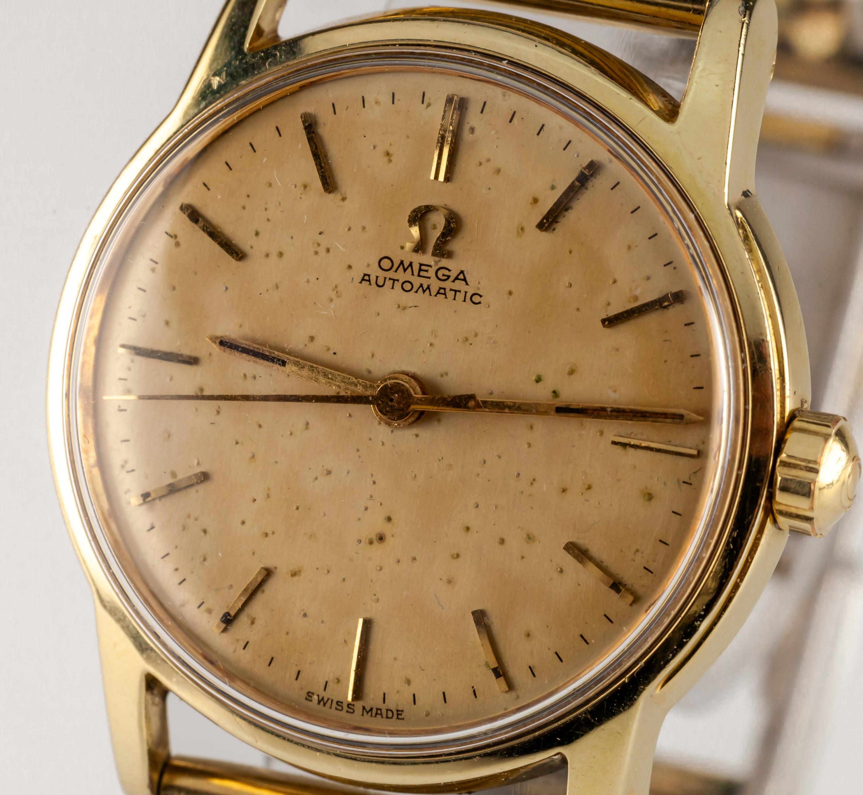 Moderne Omega Montre automatique bicolore vintage pour hommes Mov 471 Link Band 1954 en vente
