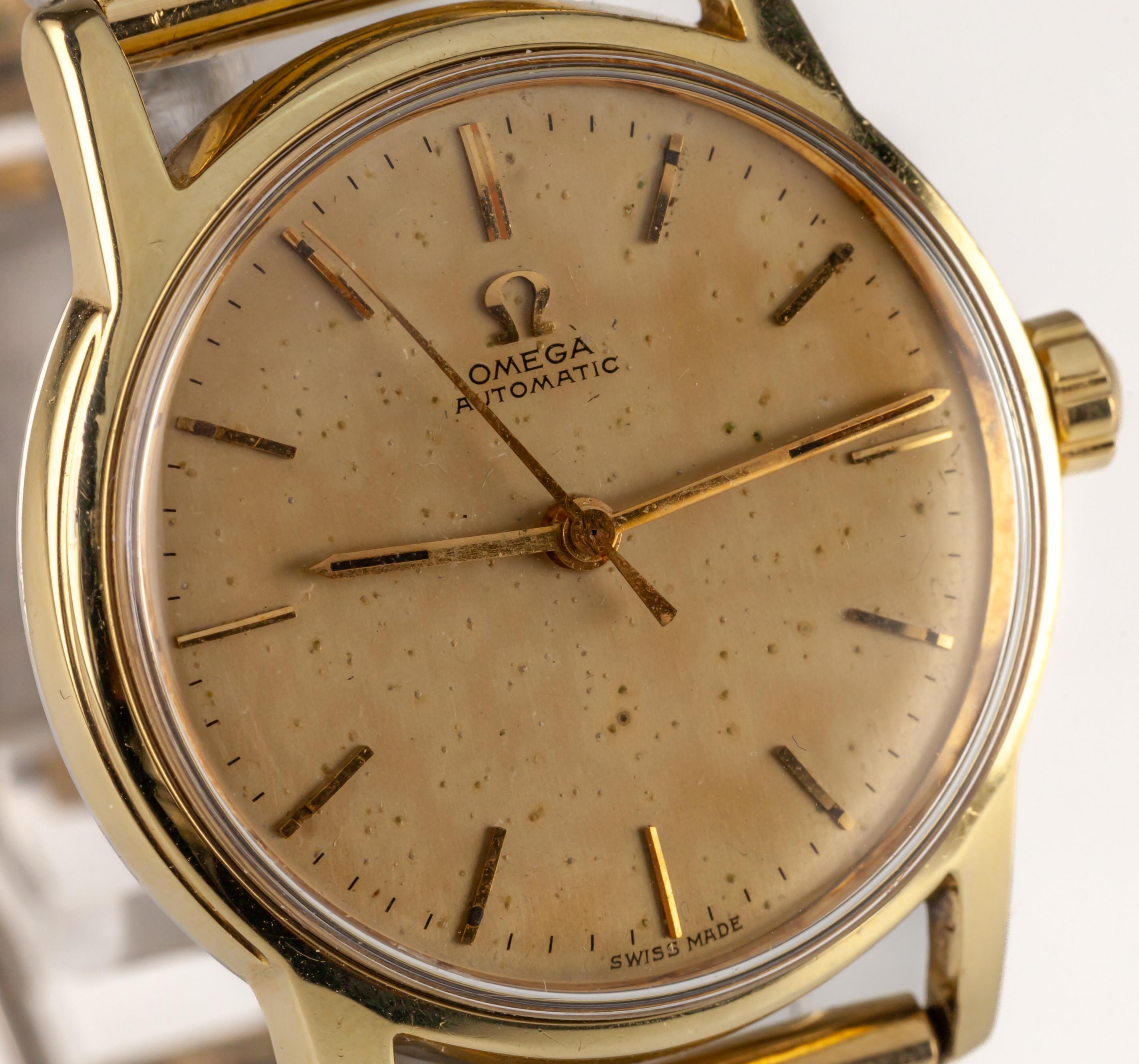 Omega Montre automatique bicolore vintage pour hommes Mov 471 Link Band 1954 Bon état - En vente à Sherman Oaks, CA