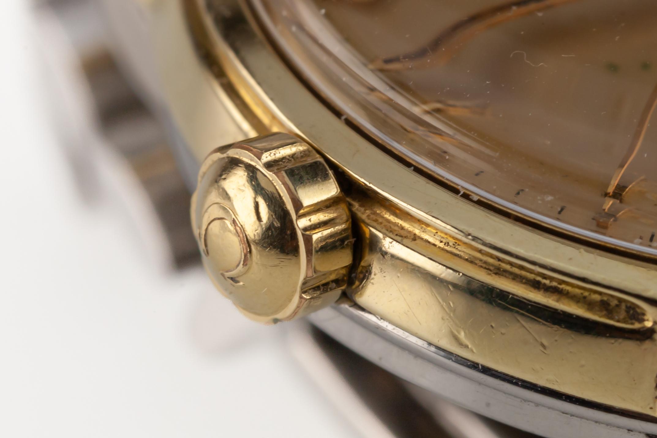 Omega Montre automatique bicolore vintage pour hommes Mov 471 Link Band 1954 Pour hommes en vente
