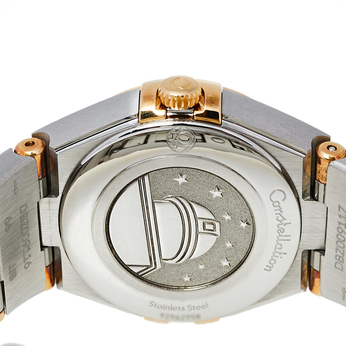 Omega MOP 18K Yellow Gold & Diamond Constellation Women's Wristwatch 25 mm In Good Condition In Dubai, Al Qouz 2