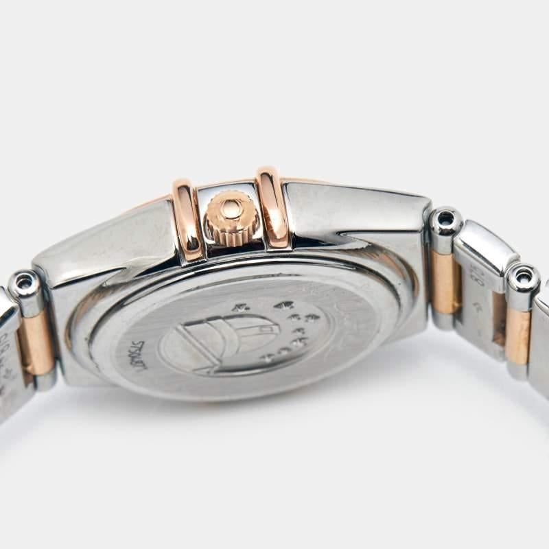 Omega MOP Diamonds 18k Rose Gold And Steel Constellation Women Wristwatch 22.5mm In Good Condition In Dubai, Al Qouz 2
