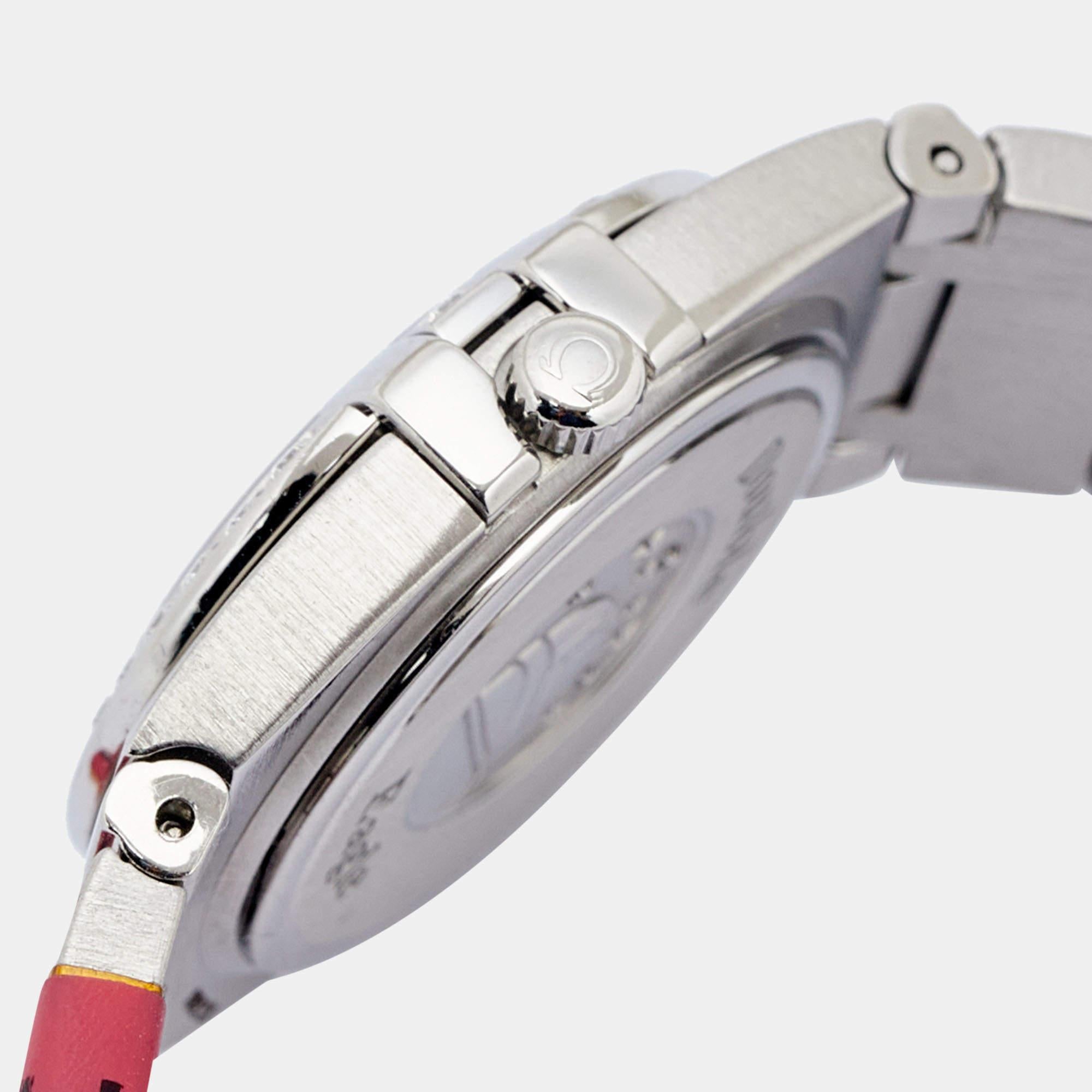 Contemporain Omega Montre-bracelet Constellation en acier inoxydable pour femme 24 mm avec diamants MOP