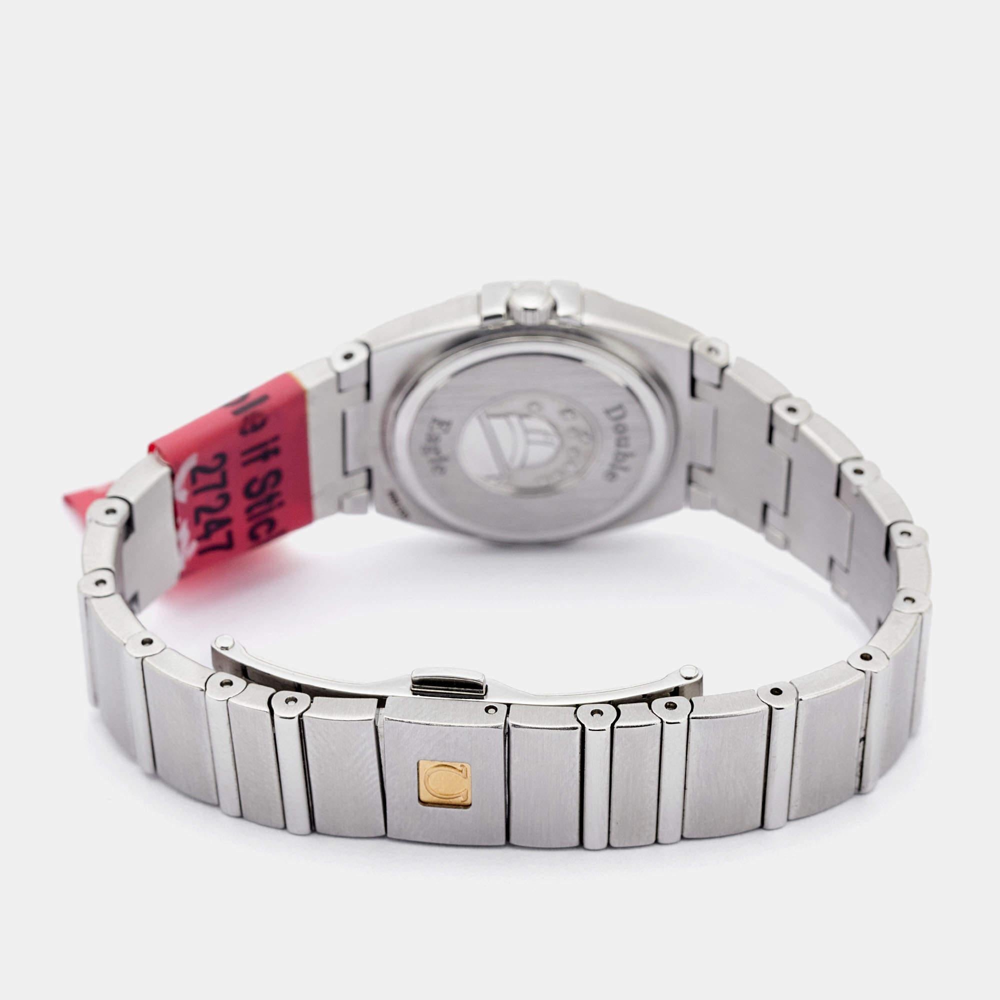 Omega Montre-bracelet Constellation en acier inoxydable pour femme 24 mm avec diamants MOP 4