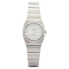 Omega MOP Diamonds Stainless Steel Constellation Women's Wristwatch 24 mm