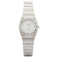 Omega MOP Diamonds Stainless Steel Constellation Women's Wristwatch 24 mm