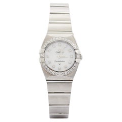 Omega MOP Diamonds Stainless Steel Constellation Women's Wristwatch 24 mm
