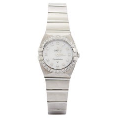 Omega MOP Diamonds Stainless Steel Constellation Women's Wristwatch 24 mm