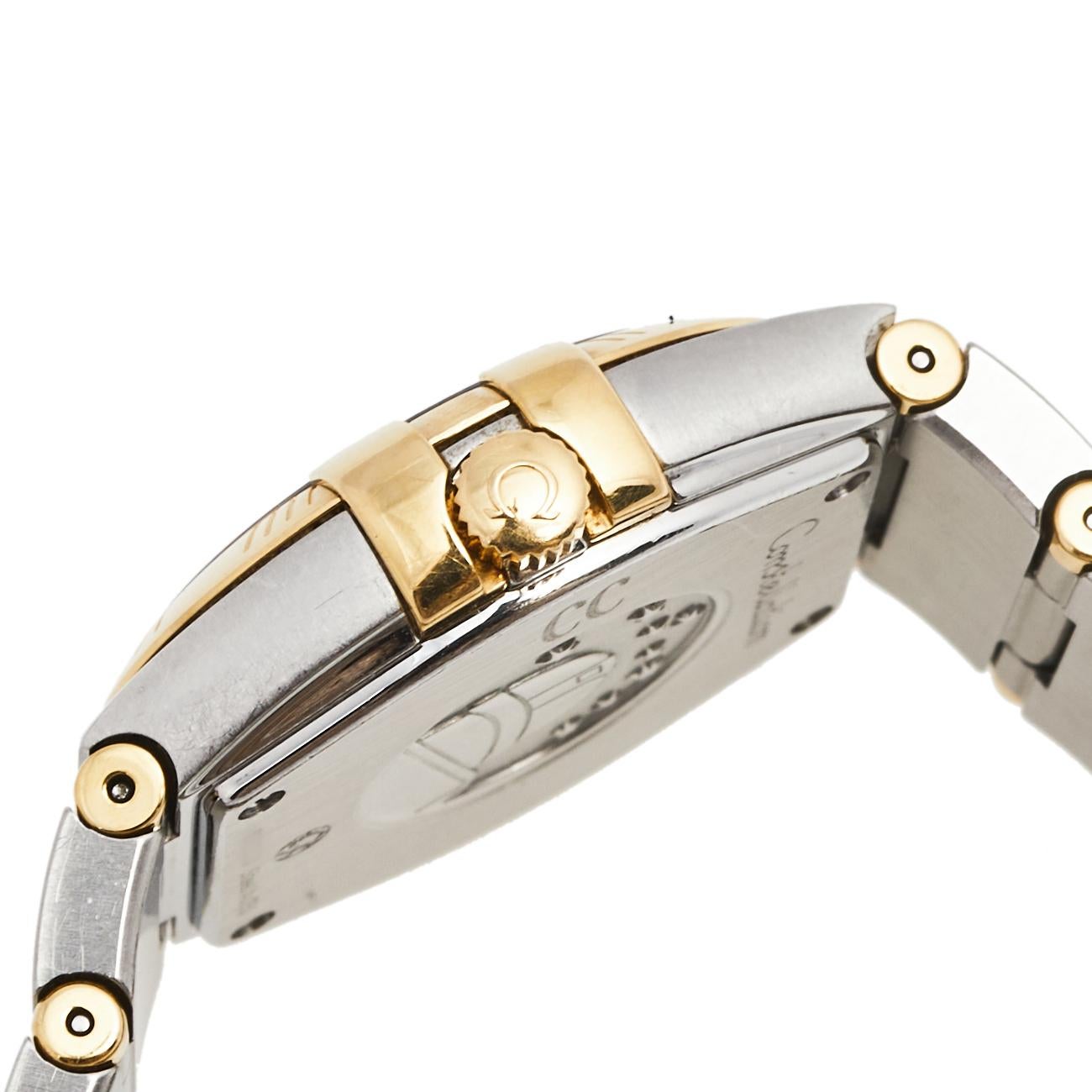 Omega Mother of Pearl 18k Diamond Constellation Women's Wristwatch 27 mm In Fair Condition In Dubai, Al Qouz 2