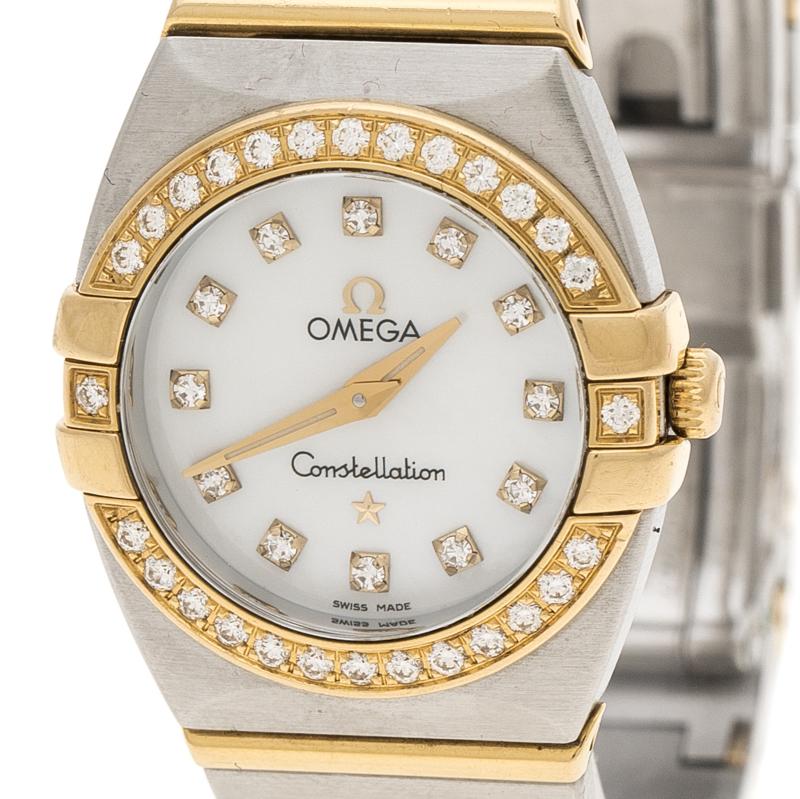 Omega Mother of Pearl 18K Yellow Gold and Stainless Steel Diamond Constellation  (Zeitgenössisch)