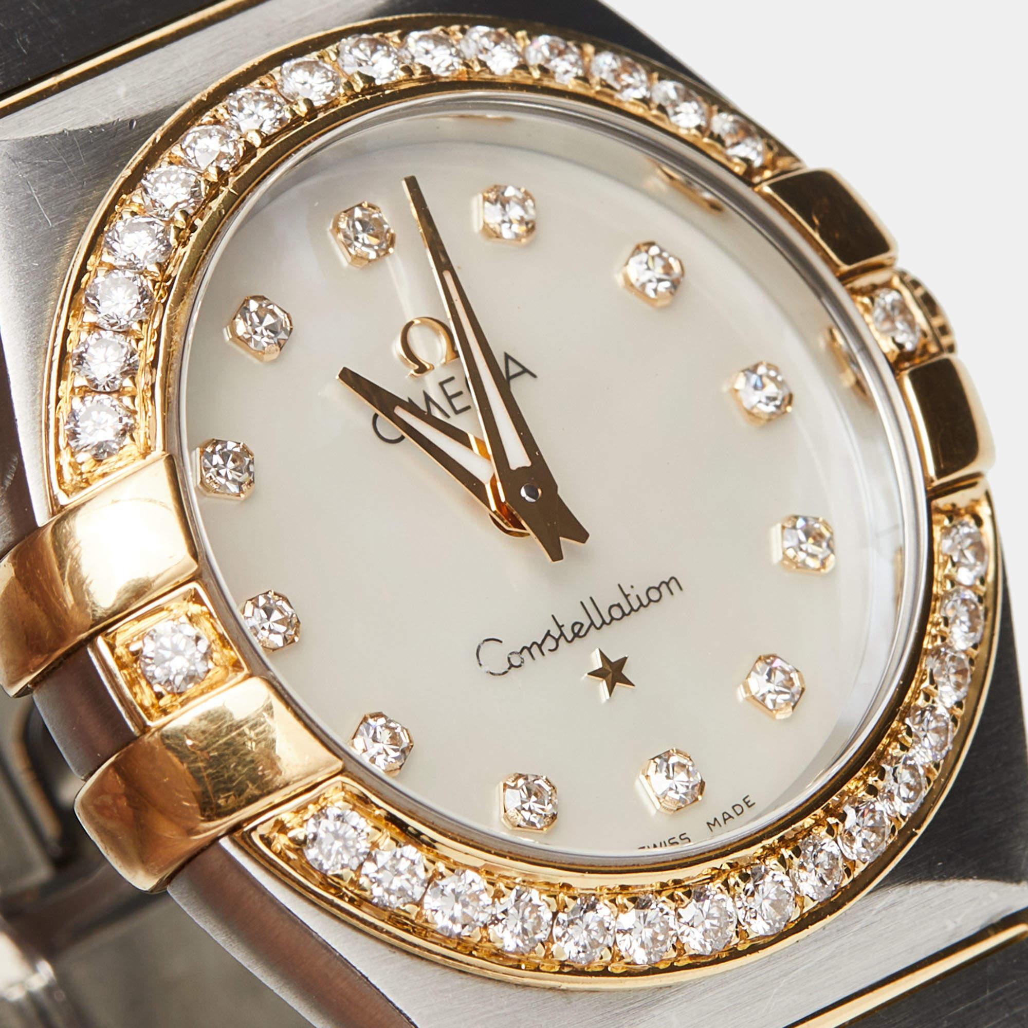 Omega Mother Of Pearl 18K Yellow Gold Stainless Diamond Constellation 27 mm 8