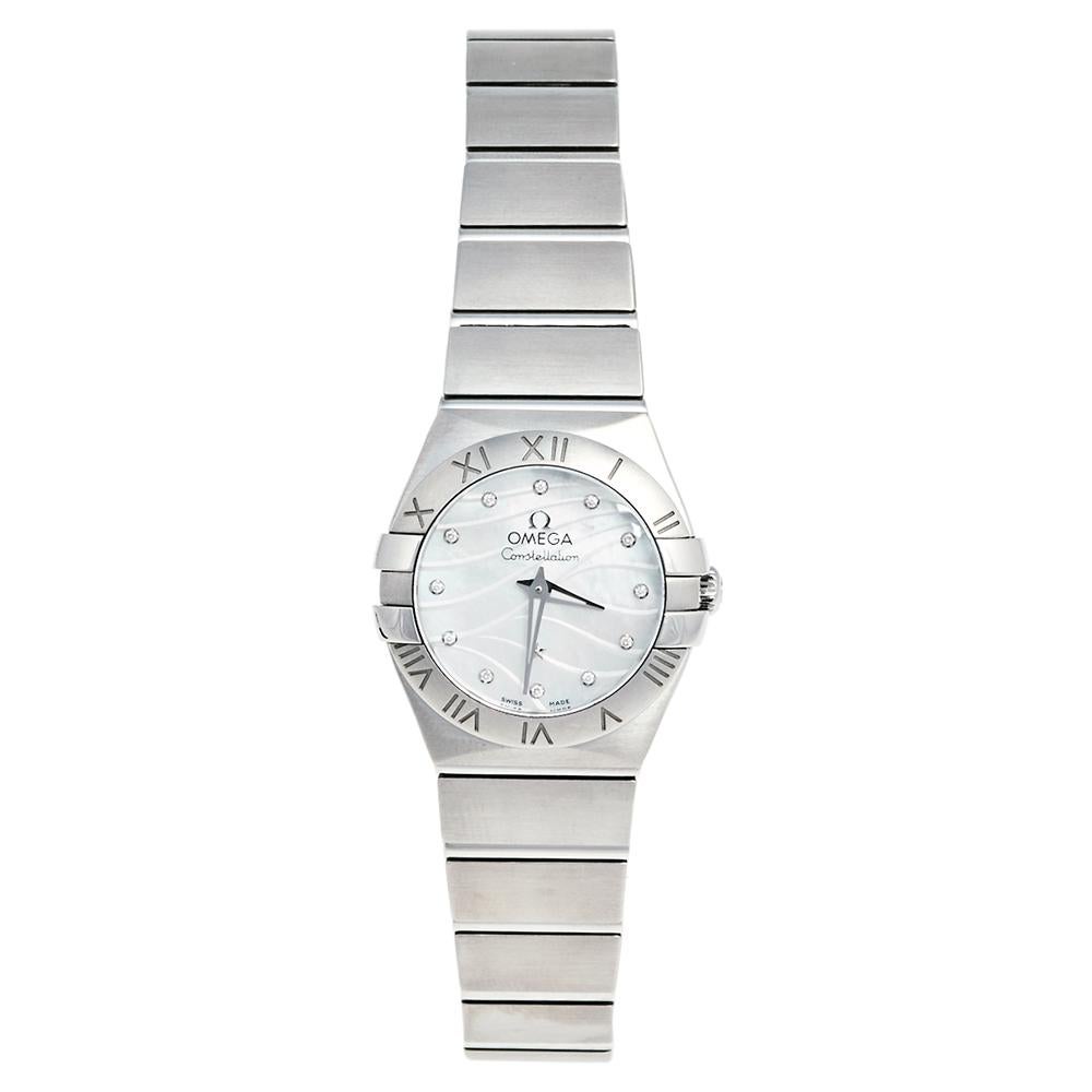Omega Mother of Pearl Stainless Diamond Constellation Women's Wristwatch 24 mm