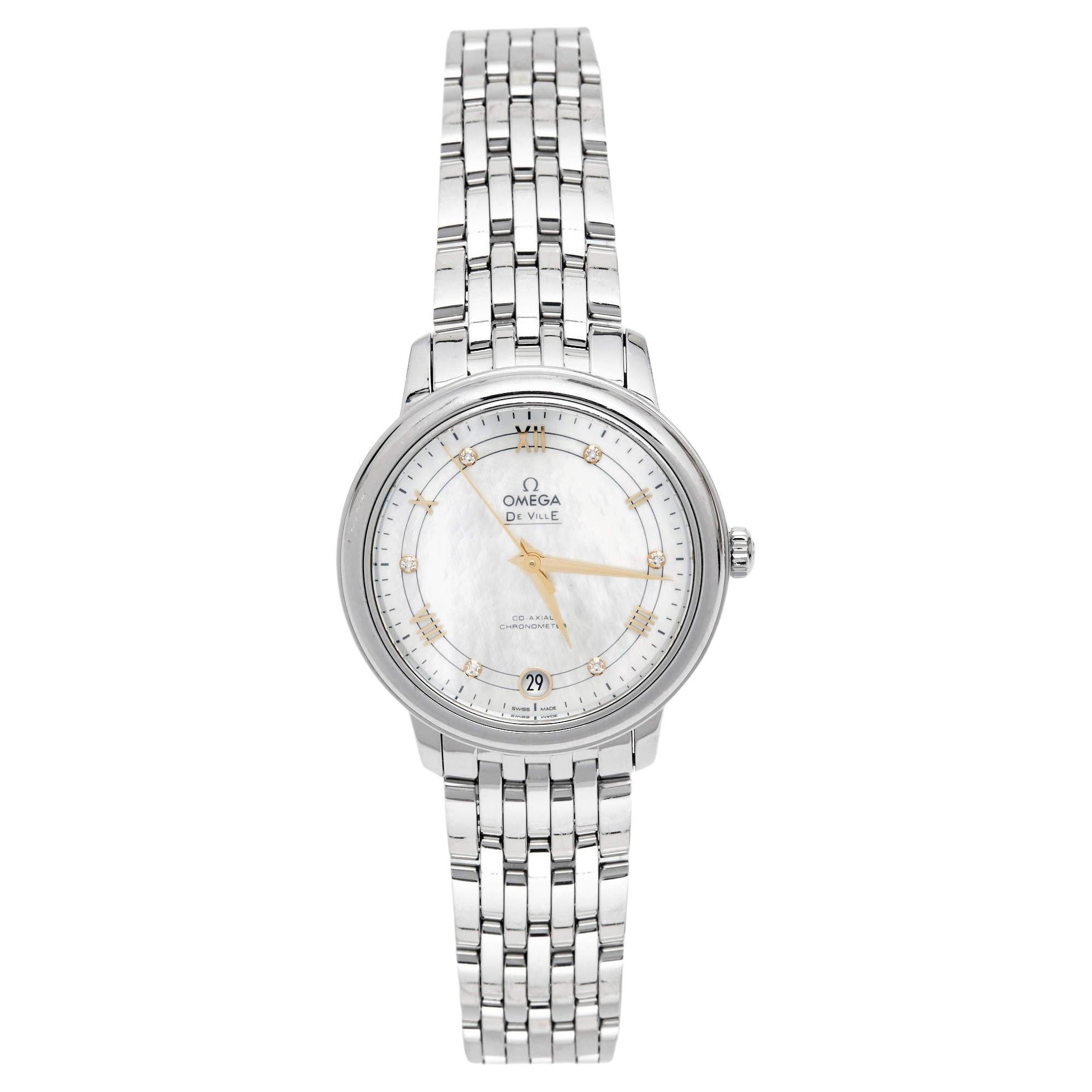 Omega Mother Of Pearl Stainless Steel Diamond De Ville 424.10.33.20.55.002 Women