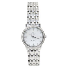 Omega Mother of Pearl Stainless Steel Diamonds De Ville Women's Wristwatch 27 mm